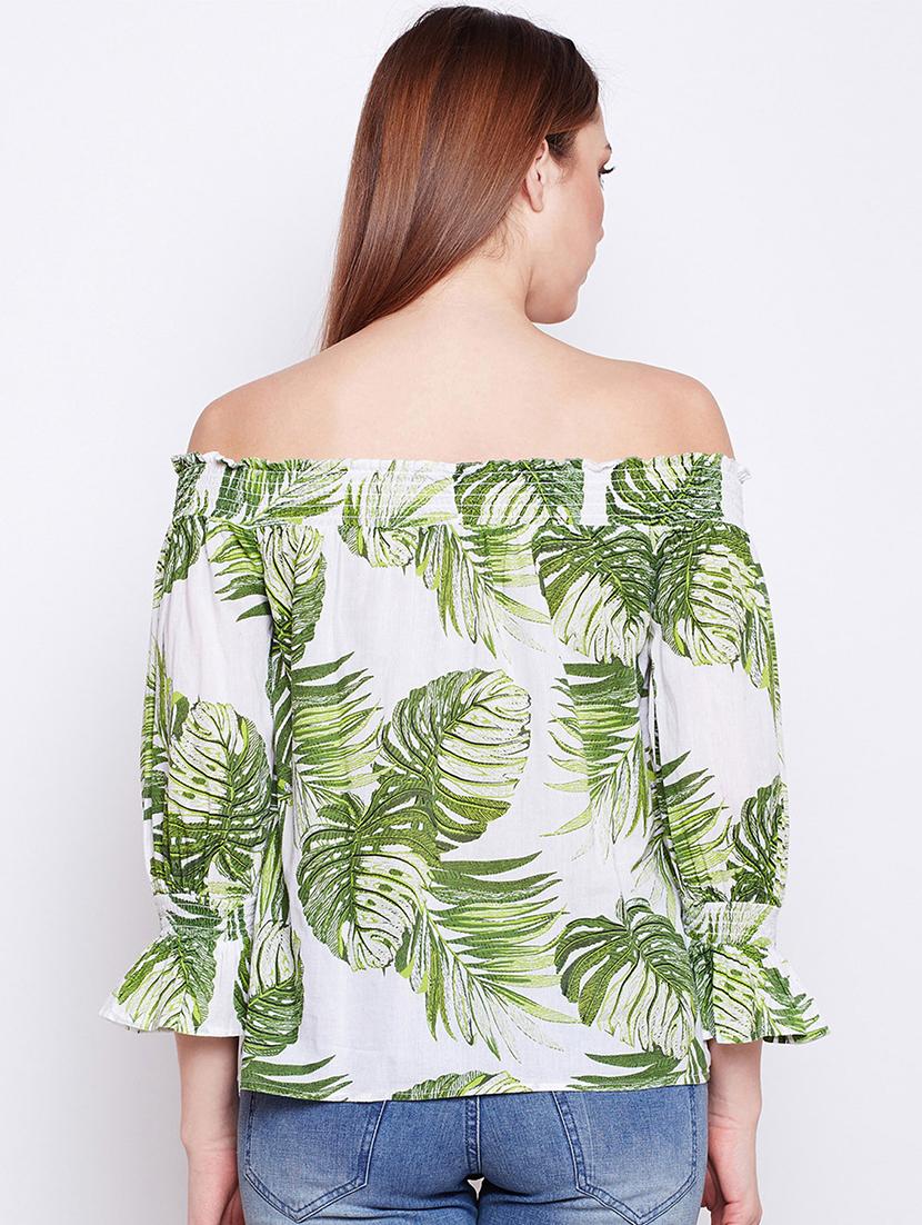 off shoulder tropical top - 16274823 - Standard Image - 2