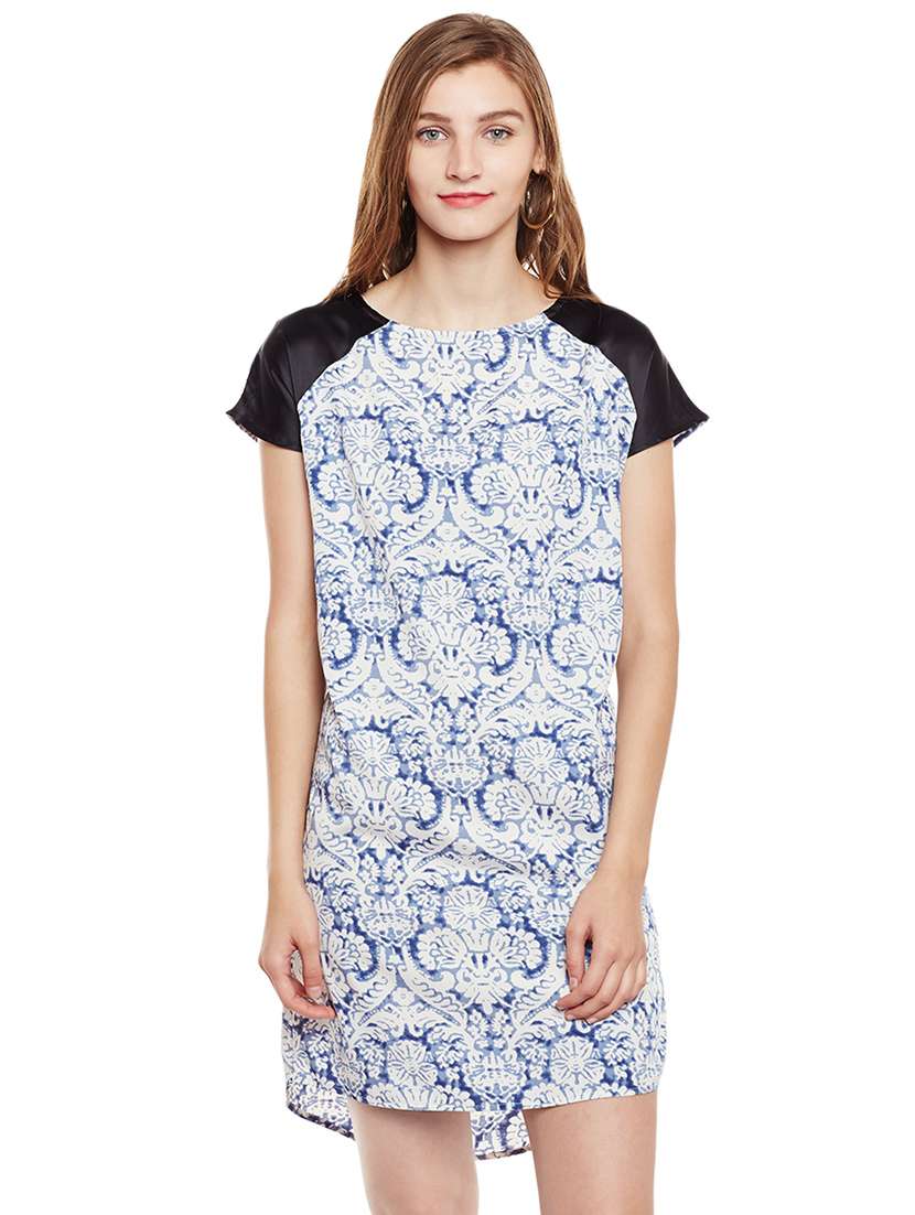 women blue printed detailed sleepshirt