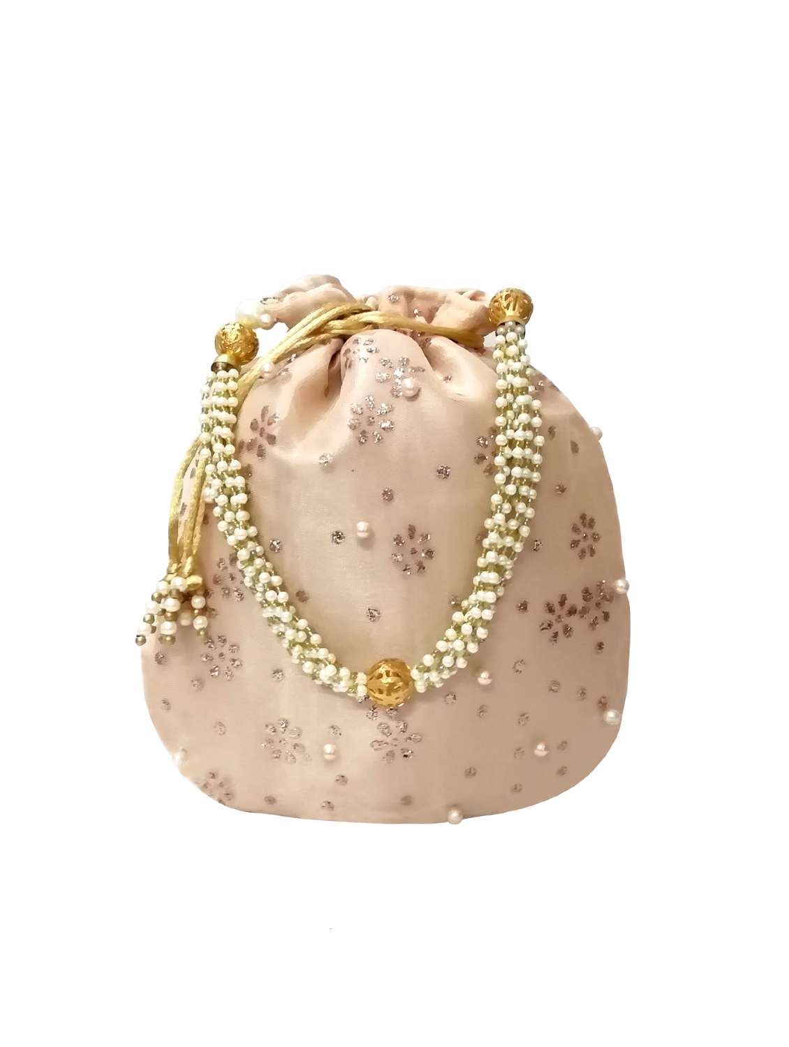 beige silk ethnic potli