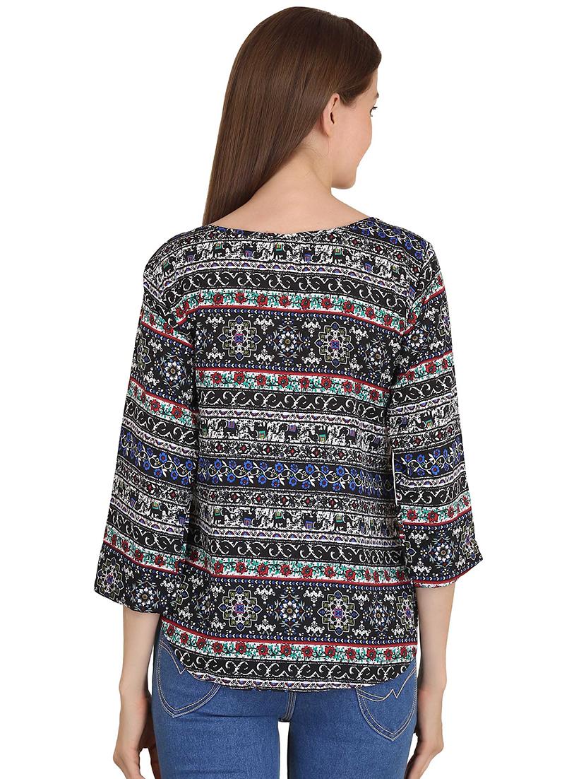 detailed sleeve printed top - 16278784 - Standard Image - 2