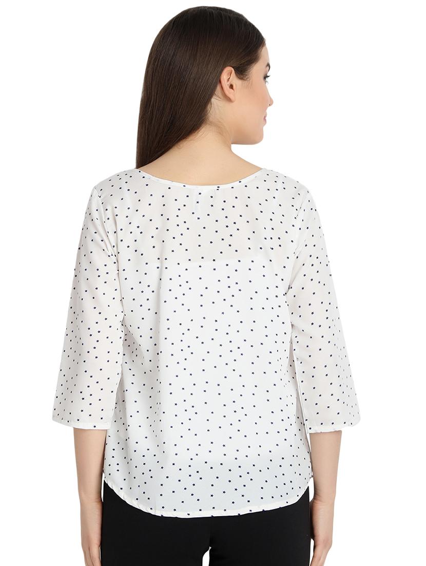 boat neck polka dots printed top - 16278788 - Standard Image - 2