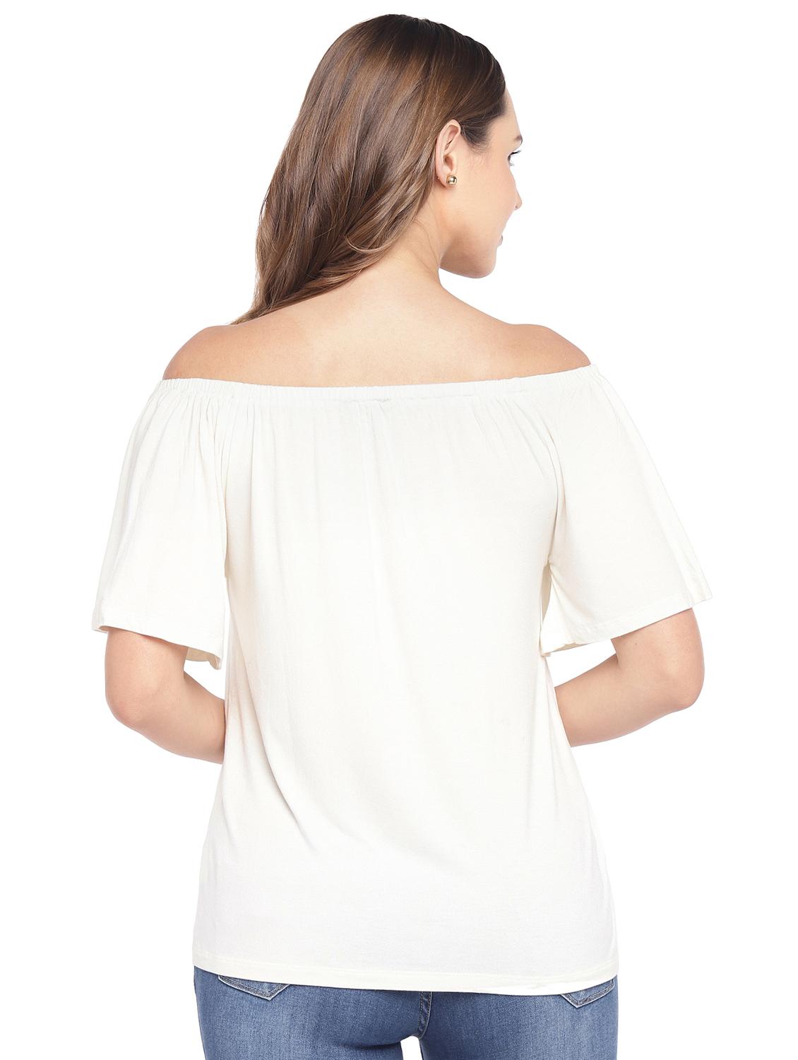 off shoulder short sleeved top - 16279632 - Standard Image - 2