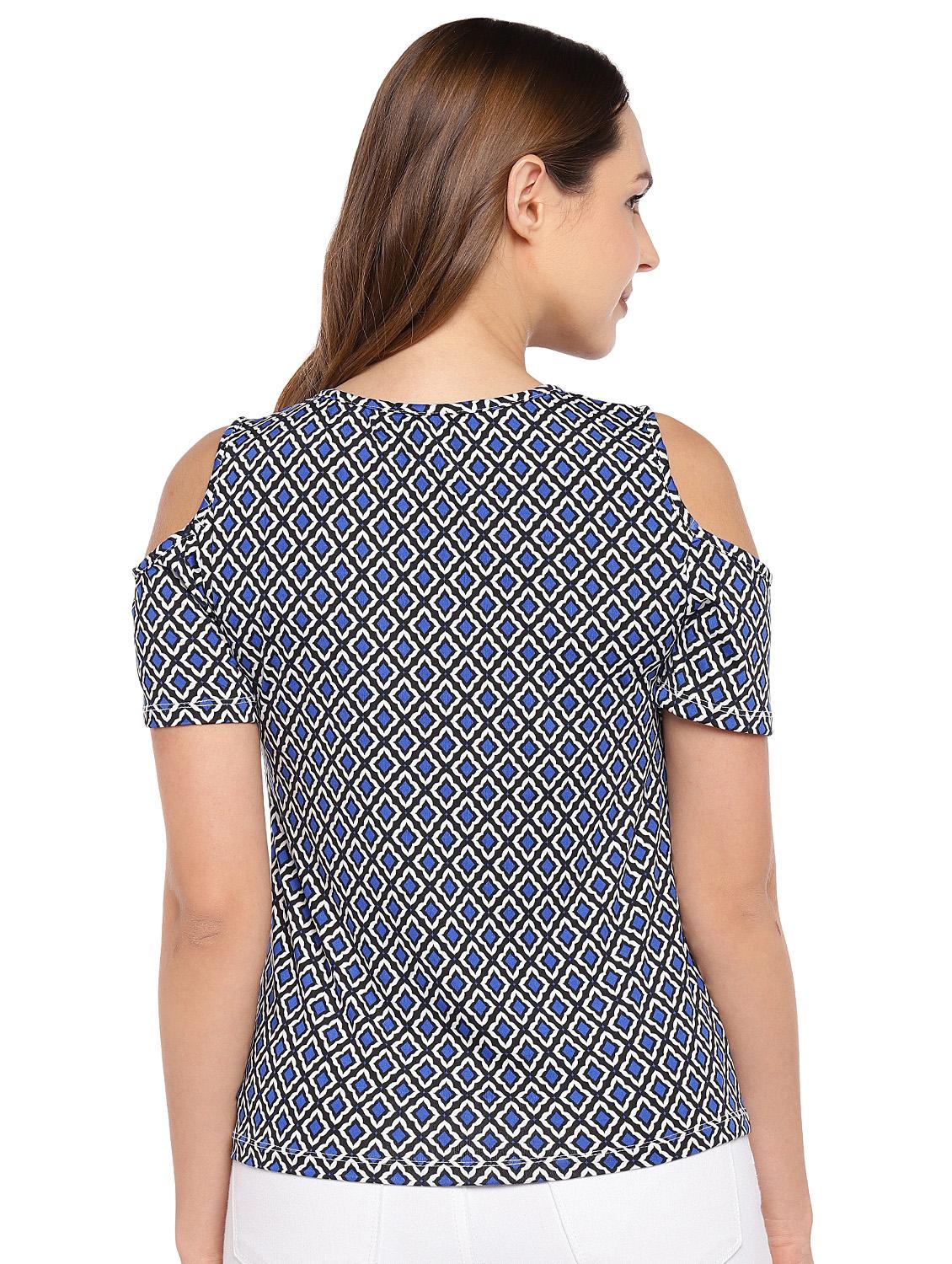 moroccon print cold shoulder top - 16279641 - Standard Image - 2