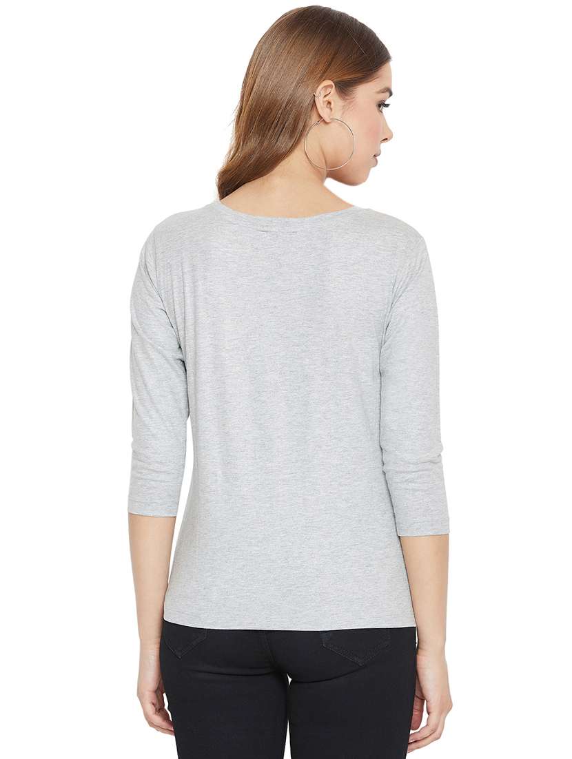 women's chest print round neck t-shirt - 16280072 -  Standard Image - 2