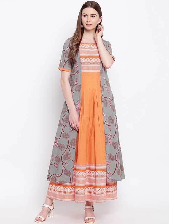 printed layered kurta