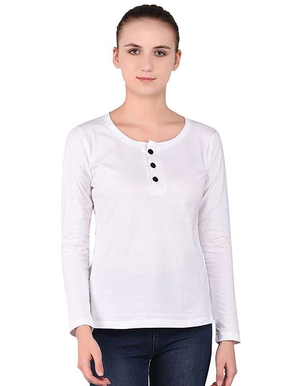 women's plain henley neck t-shirt - 16283657 -  Zoom Image - 0