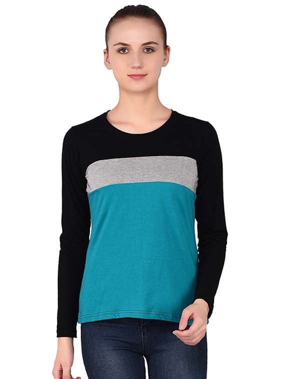 round neck color block tee