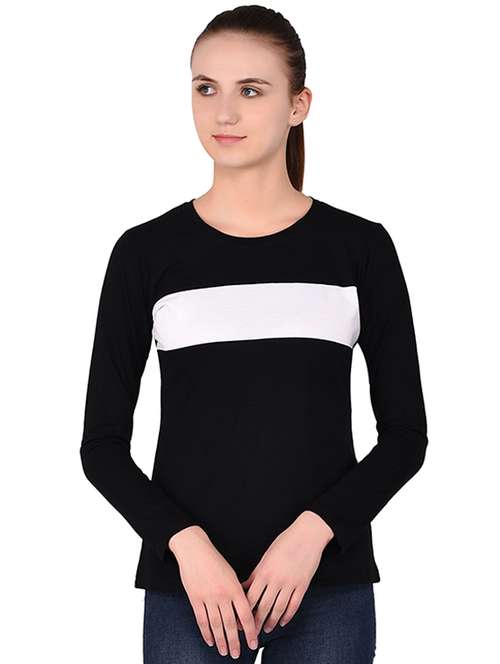 round neck color block tee - 16283709 - Standard Image - 0