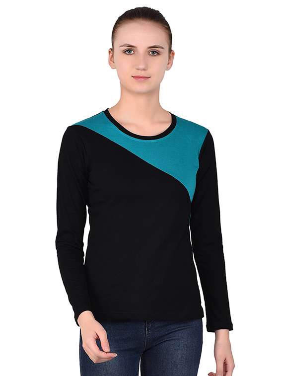 round neck color block tee