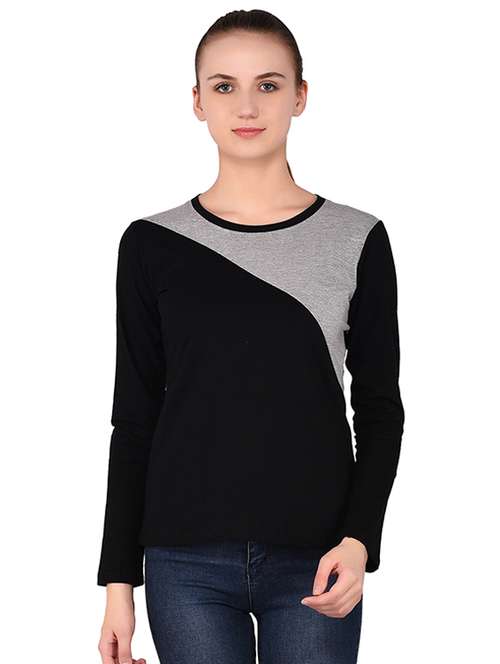 round neck color block tee - 16283716 - Standard Image - 0