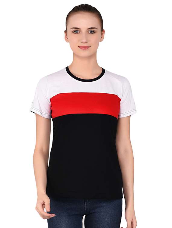 round neck color block tee