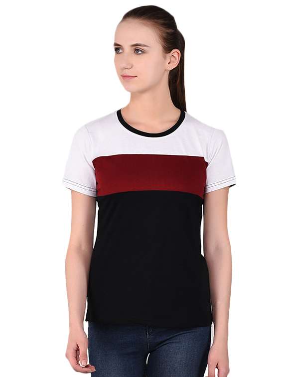 round neck color block tee