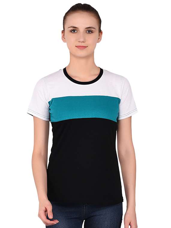 round neck color block tee