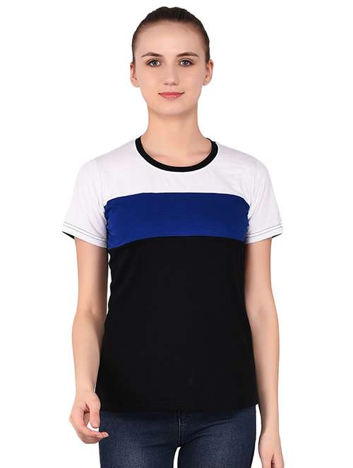 round neck color block tee - 16283720 -  Standard Image - 0