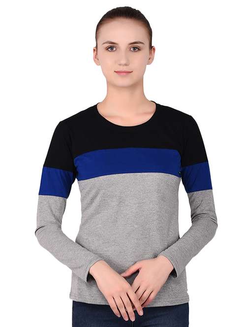 round neck color block tee - 16283725 -  Standard Image - 0