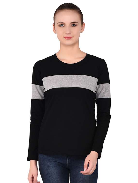 round neck color block tee