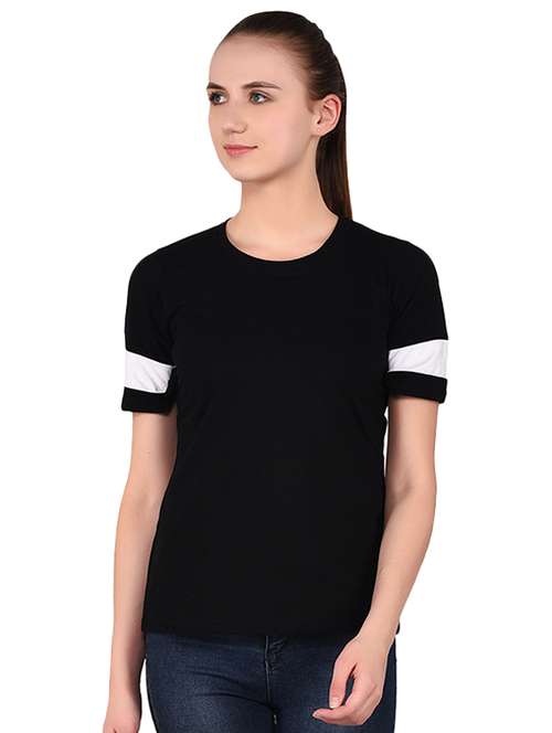 women's striped round neck t-shirt - 16283733 - Standard Image - 0