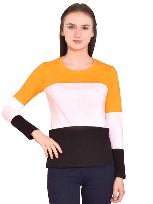 round neck color block tee - 16283736 -  Standard Image - 0