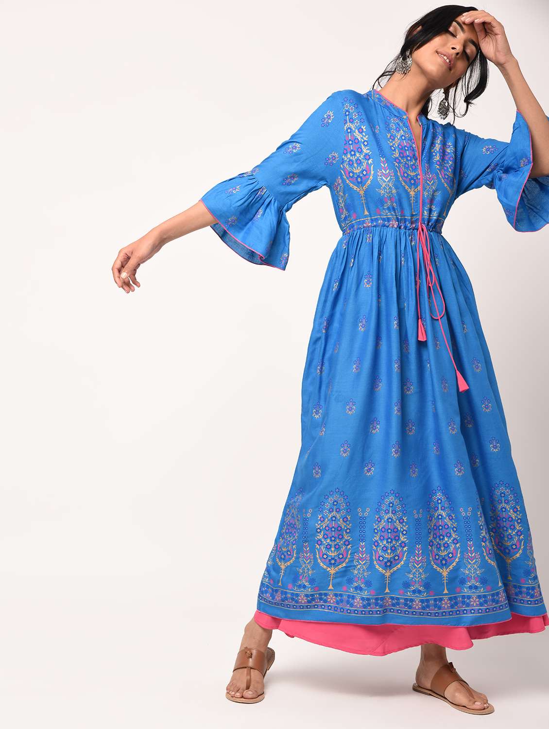 foil printed a-line kurta