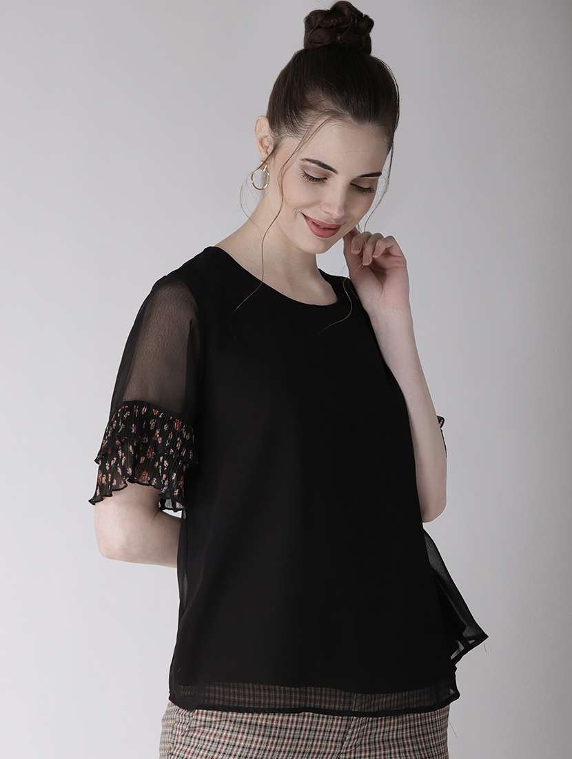 keyhole back ruffle detail top