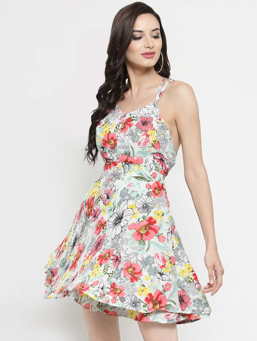 criss cross back flared dress 