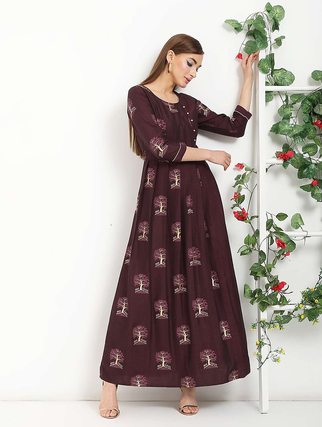 foil printed anarkali kurta