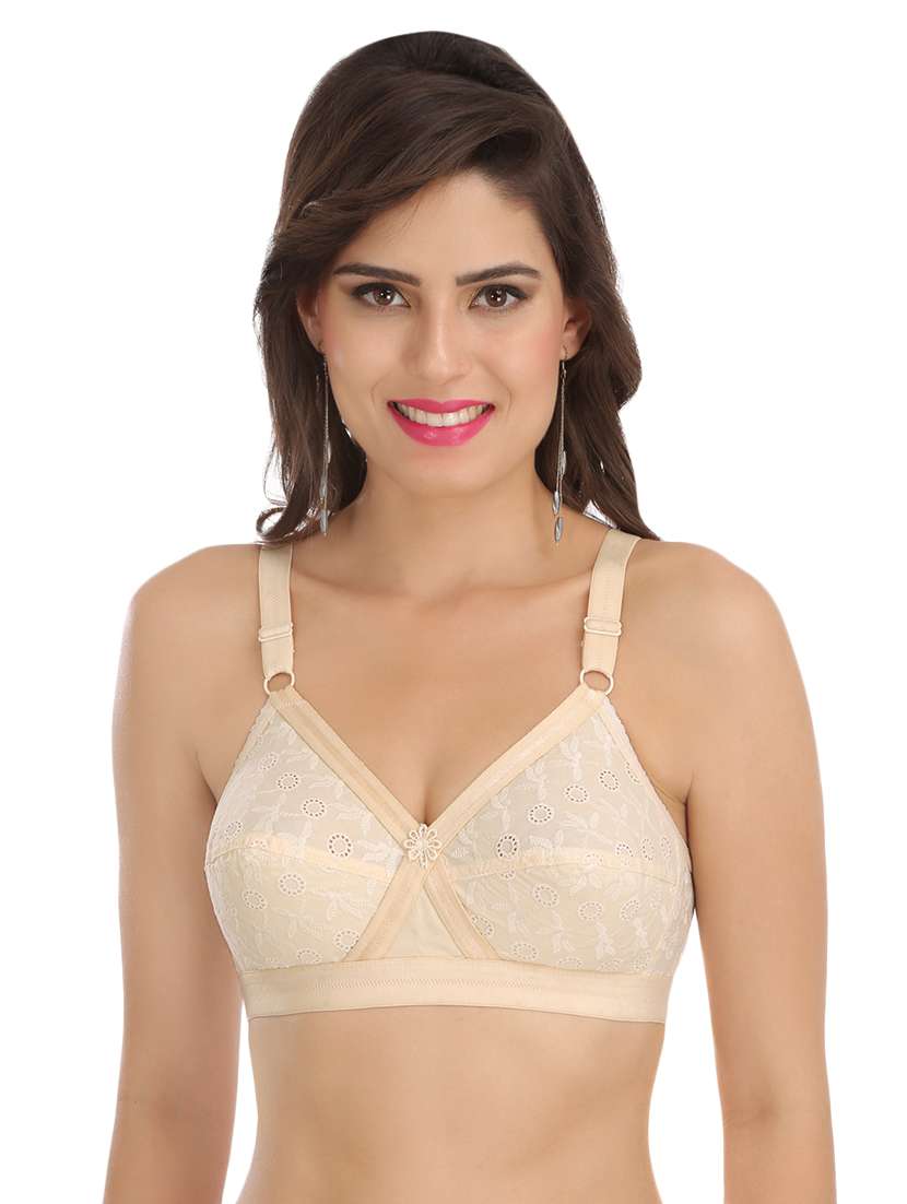 floral patch schiffli minimizer bra