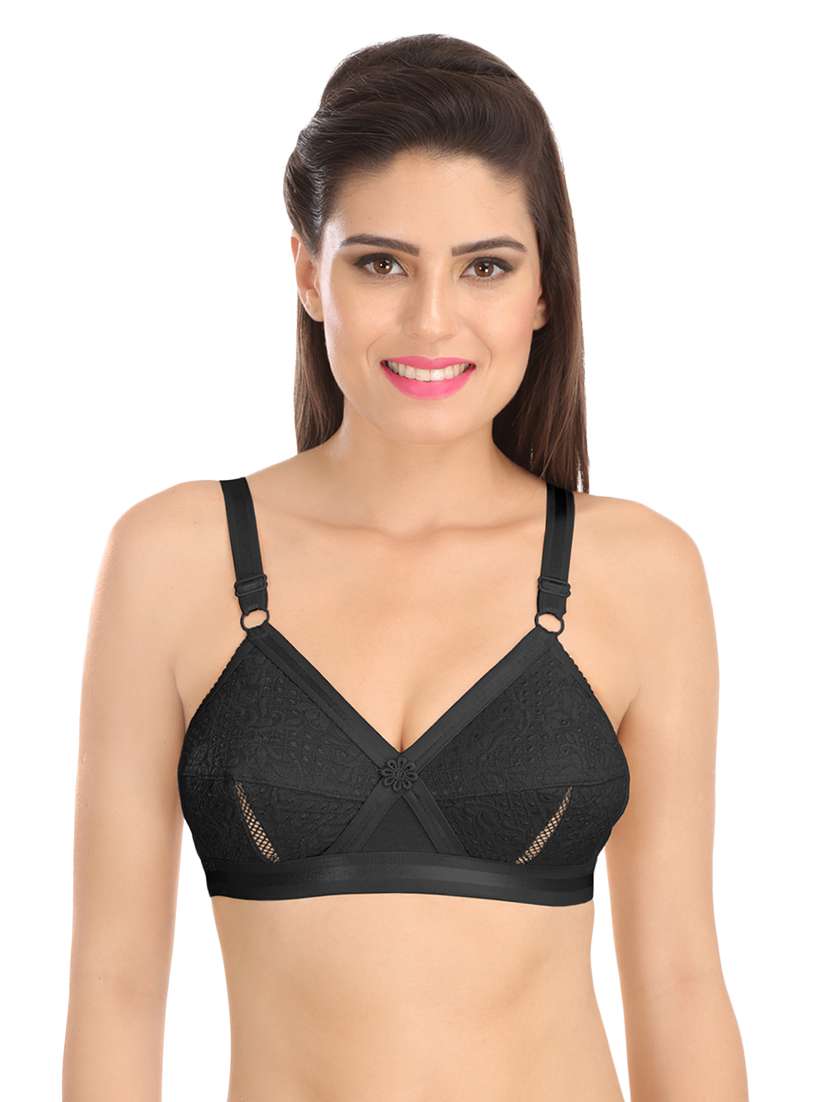 floral patch mesh insert minimizer bra