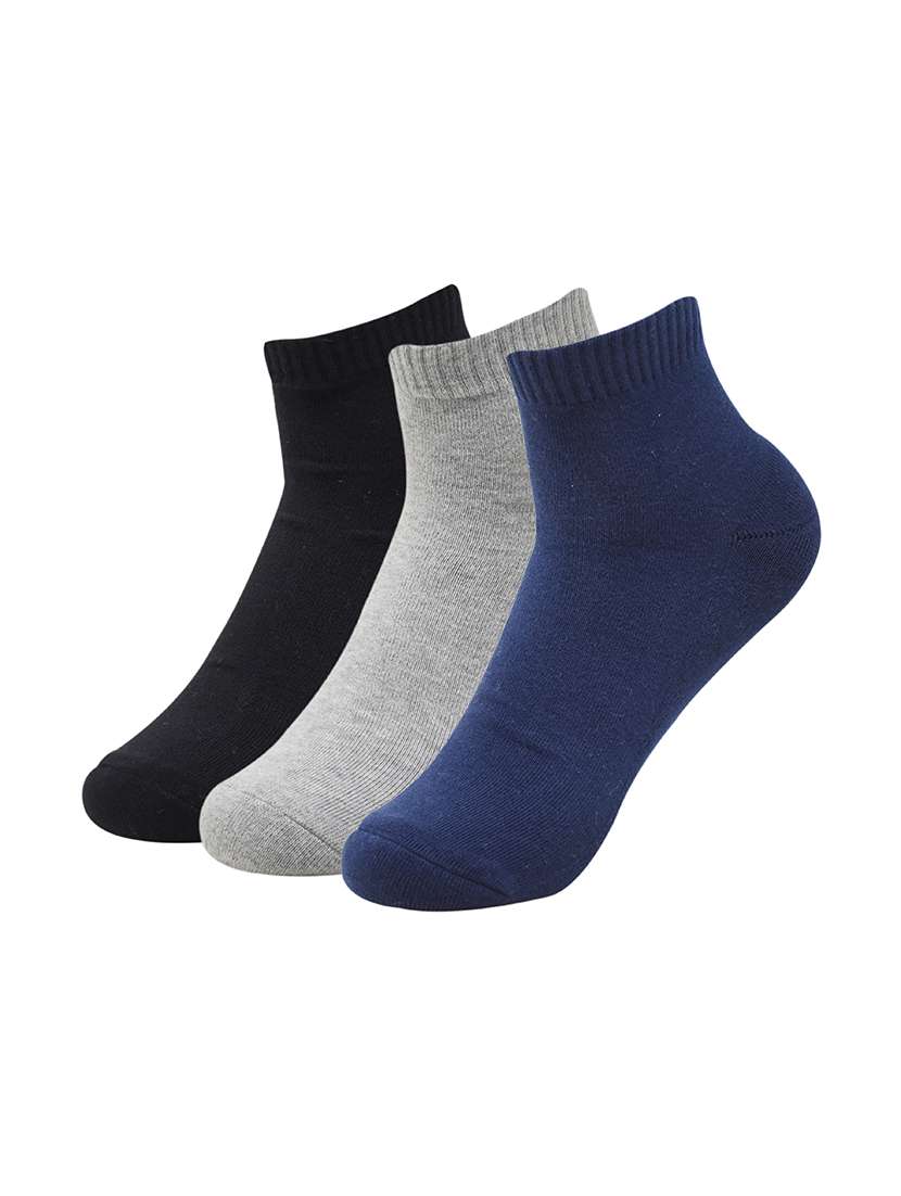 set of 3 multi colored cotton ankle length sock