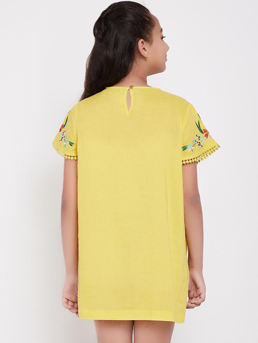 yellow cotton embroidery dress - 16293260 - Standard Image - 2