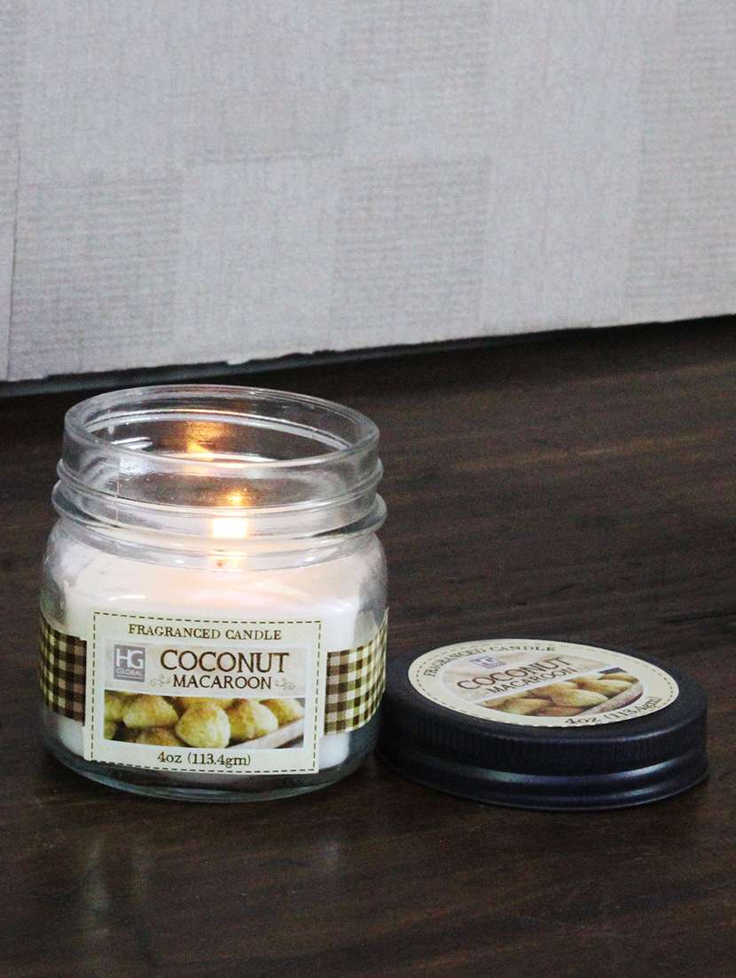 hosley coconut macaroon jar candle for festive / home decoration