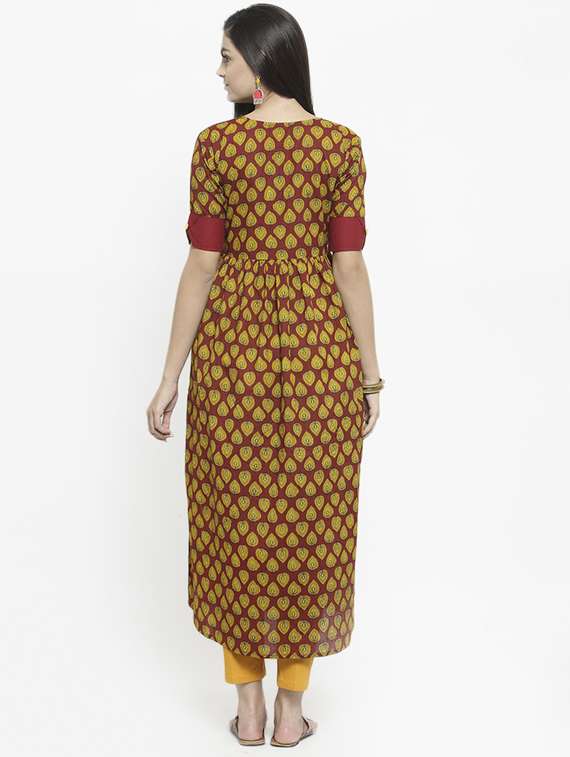 ethnic motifs printed a-line kurta - 16295178 -  Standard Image - 2
