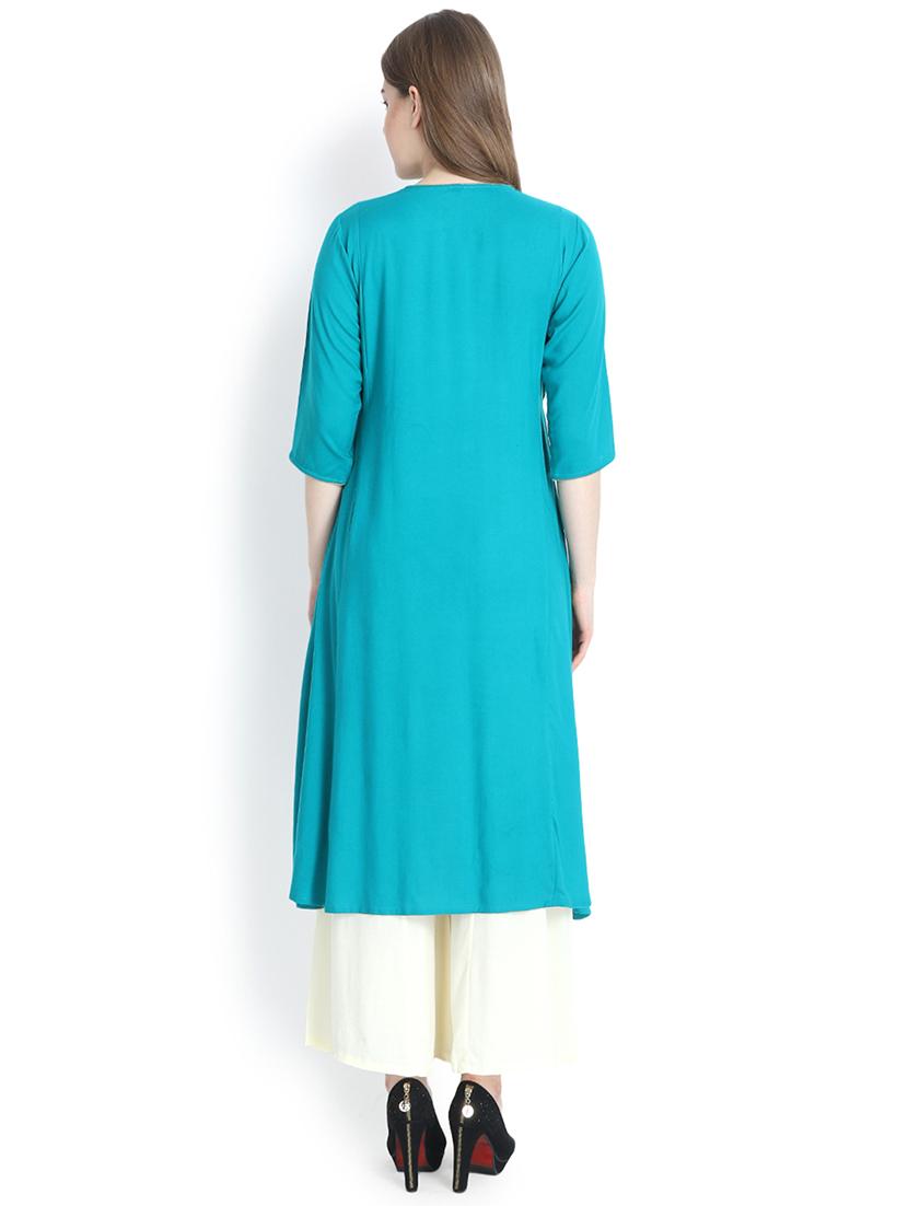 embroidered a-line kurta - 16295187 - Standard Image - 2