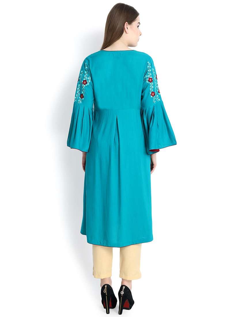 embroidered flared kurta - 16295207 -  Standard Image - 2
