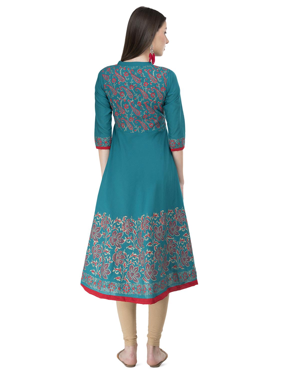 block print a-line kurta - 16296725 - Standard Image - 2