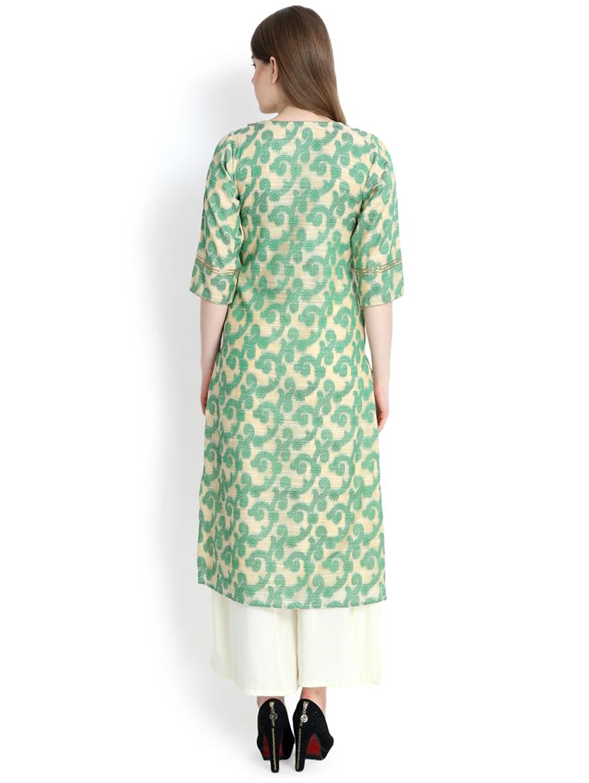floral jacquard kurta palazzo set - 16297093 - Standard Image - 2