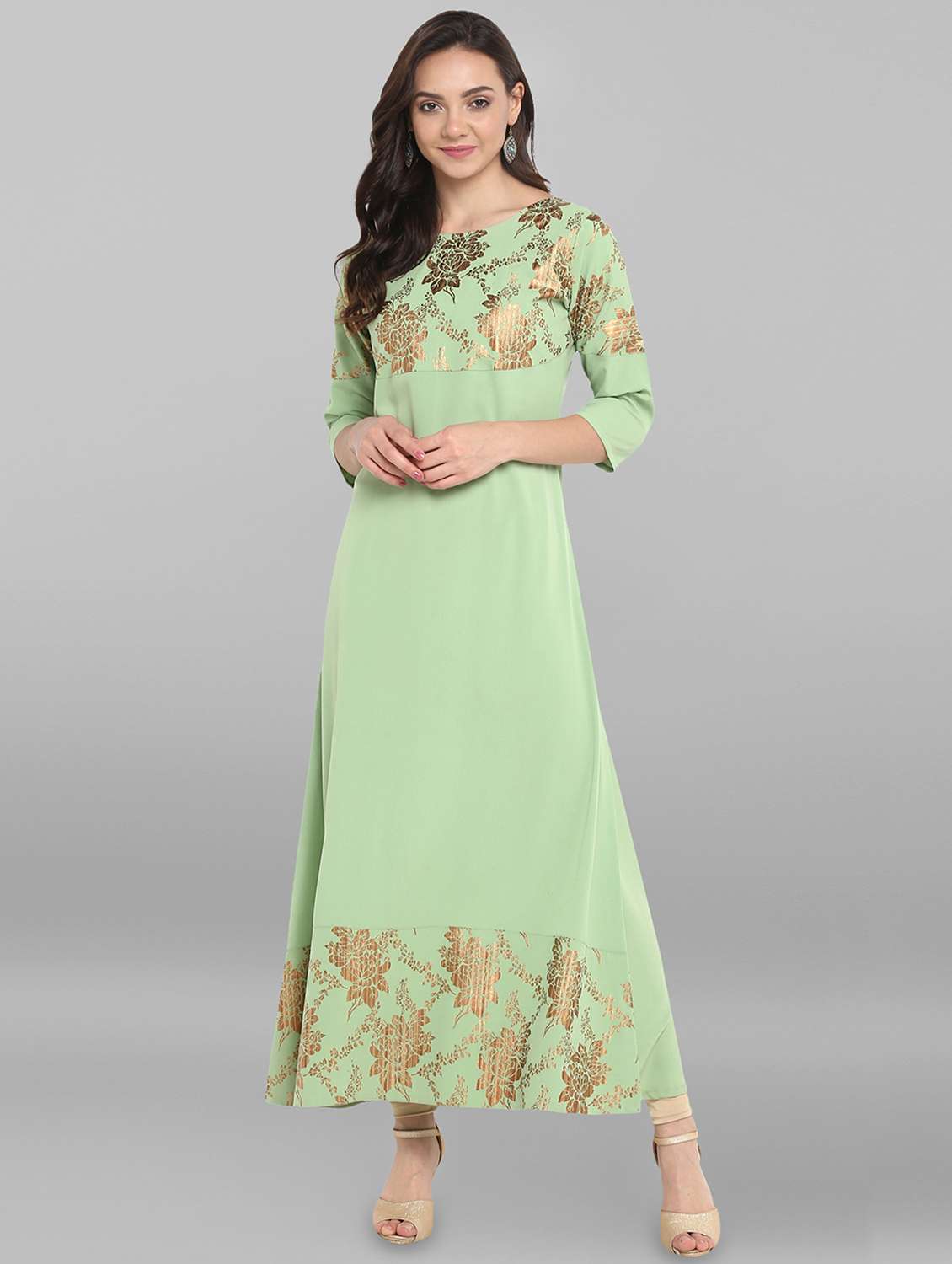 foil printed a-line kurta