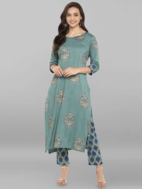 foil printed kurta pant set - 16297941 - Standard Image - 0