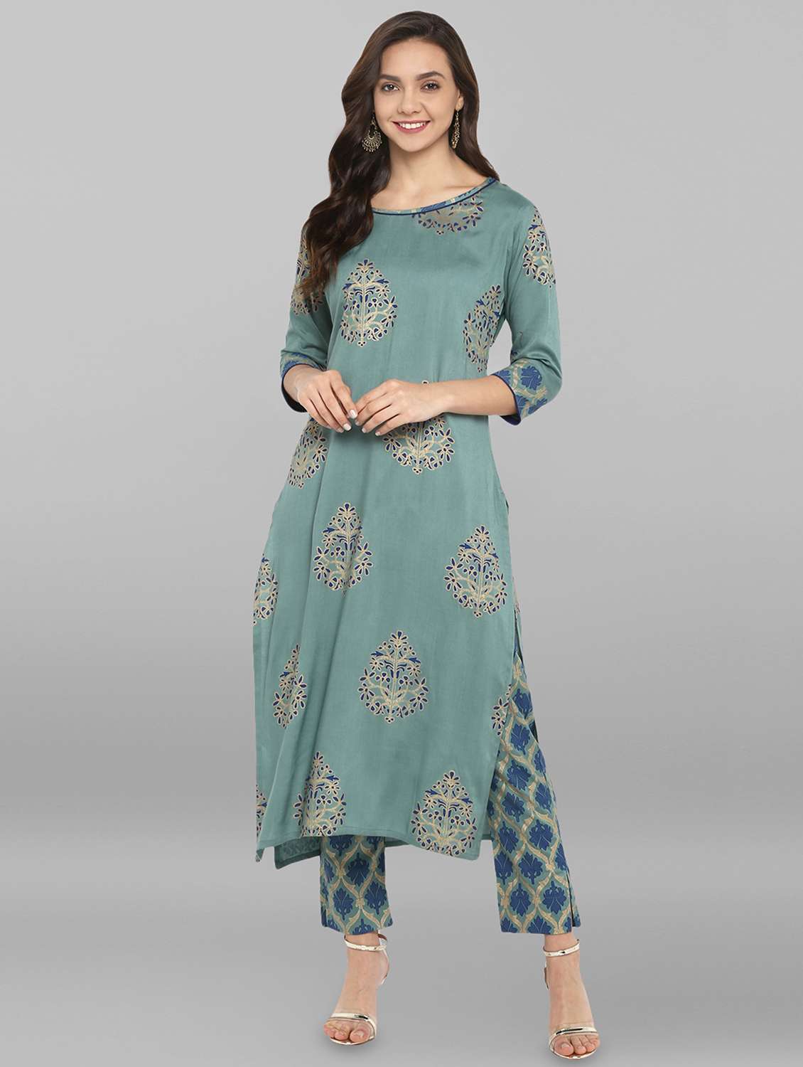 foil printed kurta pant set