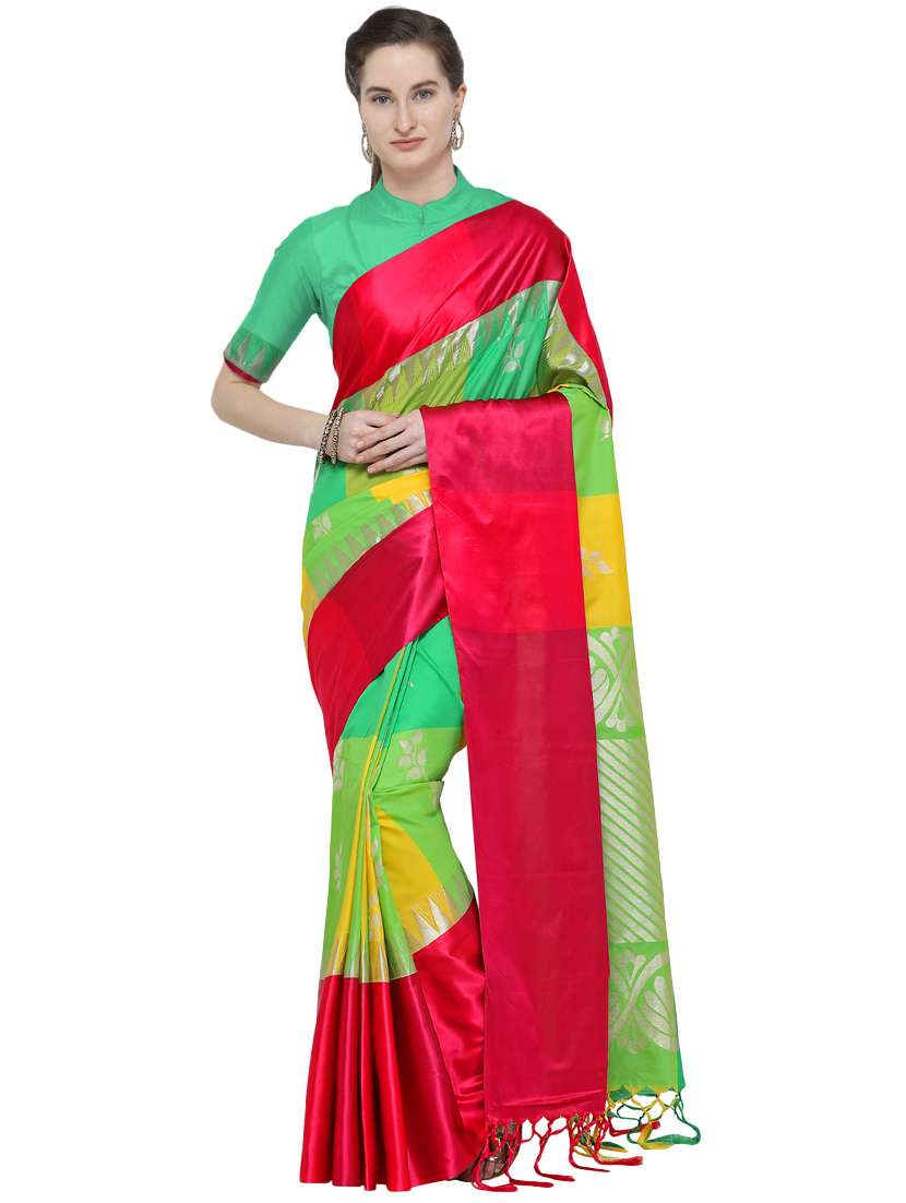 contrast zari border kanjivaram saree with blouse