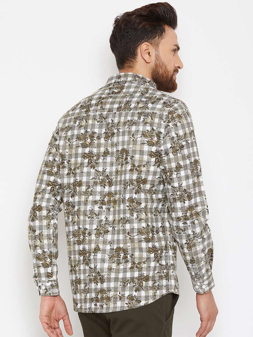 olive green floral printed casual shirt - 16298319 - Standard Image - 2