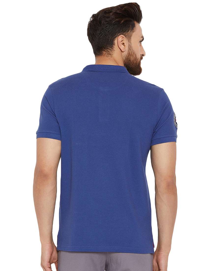 blue solid polo t-shirt - 16298328 -  Standard Image - 2