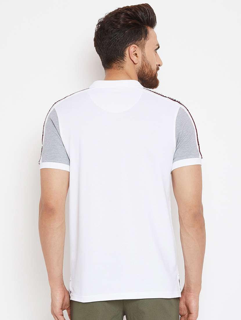 white color block  polo t-shirt  - 16298339 -  Standard Image - 2