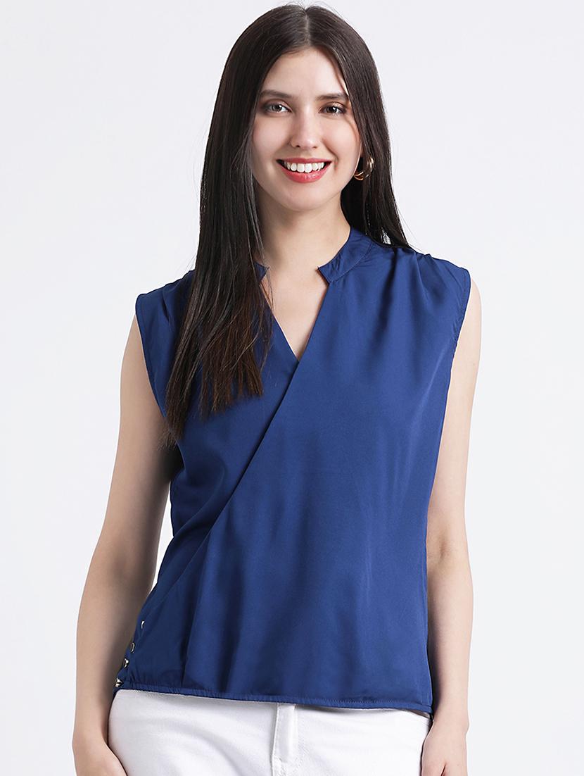 women's wrap overlap neck top - 16298804 - Zoom Image - 0