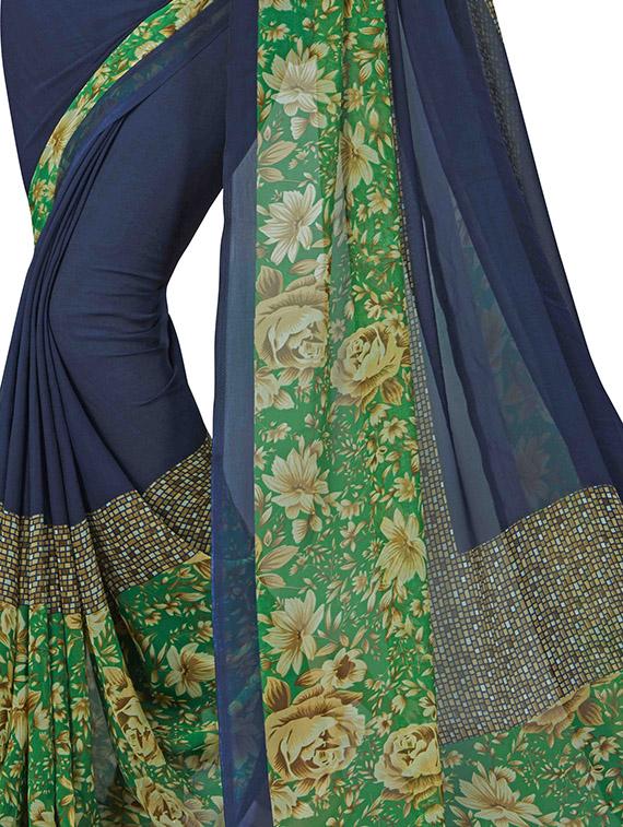 floral printed saree with blouse - 16300328 - Standard Image - 2