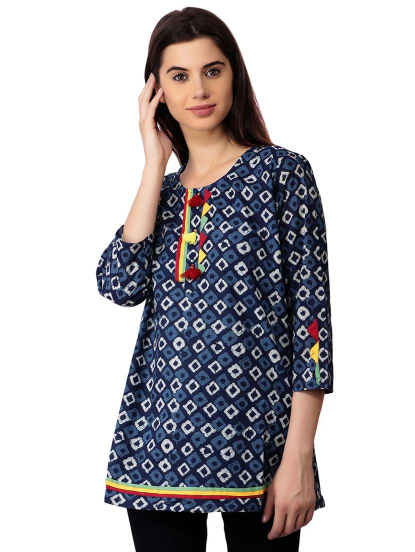 indigo straight kurti