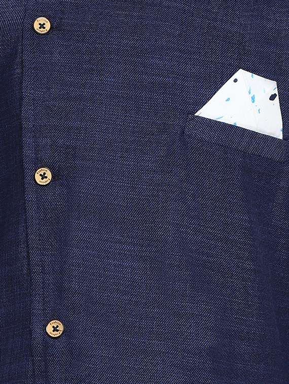 navy blue cotton kurta set - 16302107 -  Standard Image - 2