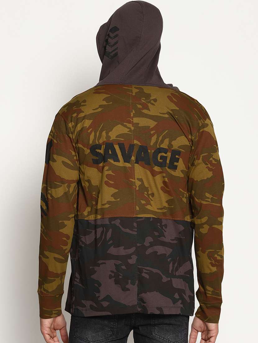 green camouflage printed shrug - 16302841 - Standard Image - 2