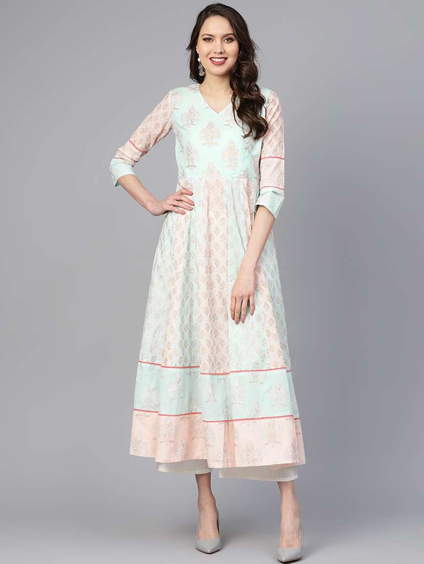 block print anarkali kurta