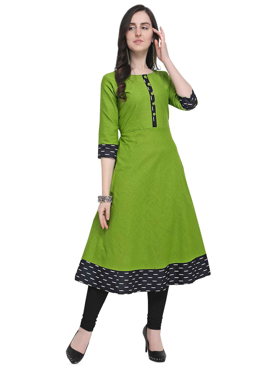printed hem a-line kurta